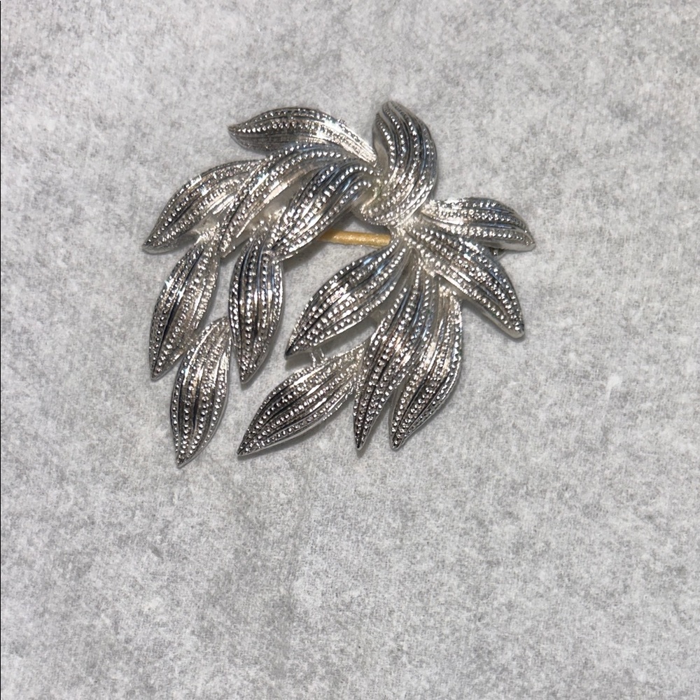 Trifari Elegant Silver Leaf Brooch
